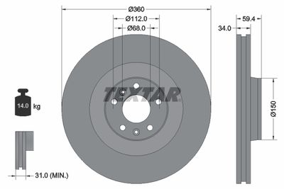 Brake Disc TEXTAR 92122205