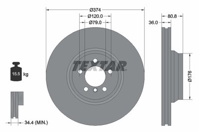 Brake Disc TEXTAR 92123003