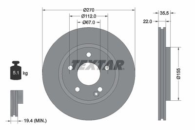 Brake Disc TEXTAR 92124503
