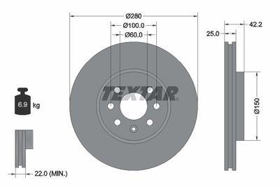 Brake Disc TEXTAR 92124603