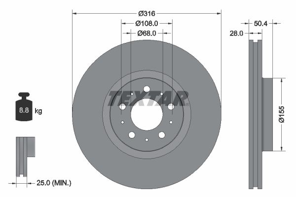 TEXTAR 92126603 Brake Disc