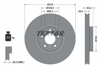 Brake Disc TEXTAR 92126603