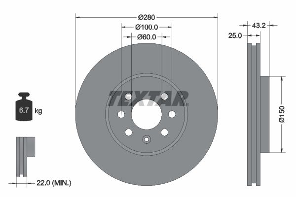 TEXTAR 92129303 Brake Disc