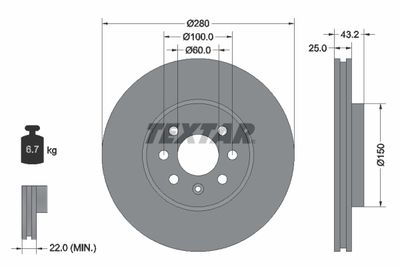 Brake Disc TEXTAR 92129303