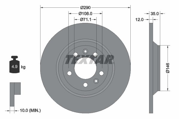 TEXTAR 92129603 Brake Disc