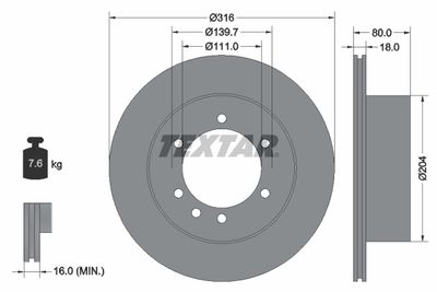 Brake Disc TEXTAR 92129900