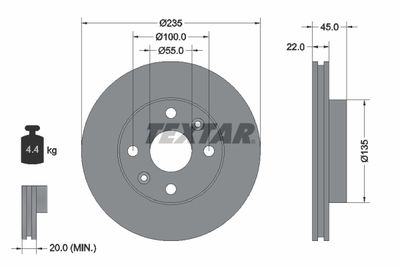 Brake Disc TEXTAR 92134200