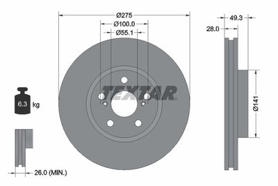 Brake Disc TEXTAR 92142003