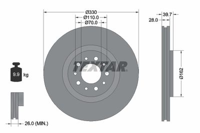 Brake Disc TEXTAR 92145103