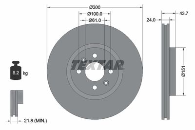 Brake Disc TEXTAR 92149503