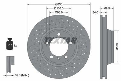 Brake Disc TEXTAR 92150005