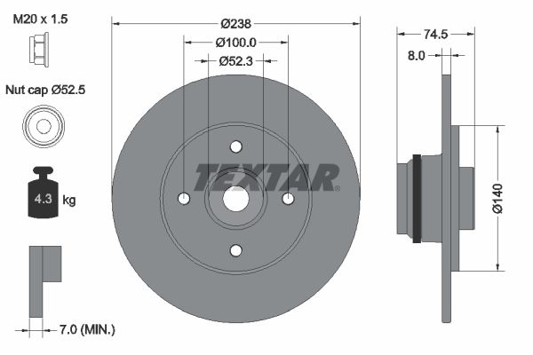 TEXTAR 92154003 Brake Disc