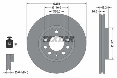 Brake Disc TEXTAR 92156400