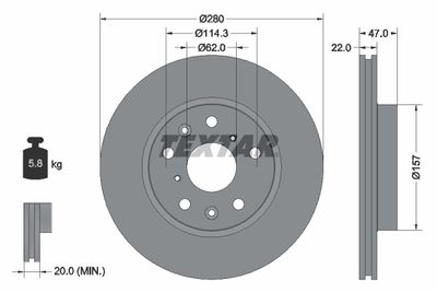 Brake Disc TEXTAR 92156600