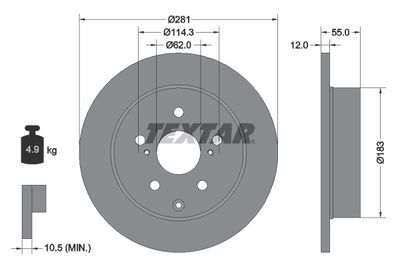 Brake Disc TEXTAR 92162103