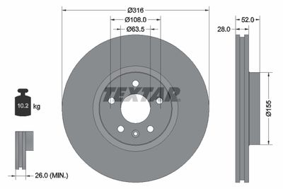 Brake Disc TEXTAR 92162303