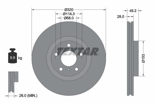 TEXTAR 92162405 Brake Disc