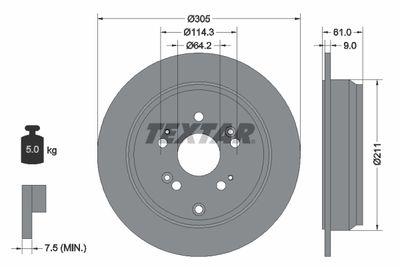 Brake Disc TEXTAR 92162503