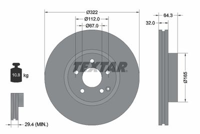 Brake Disc TEXTAR 92163503