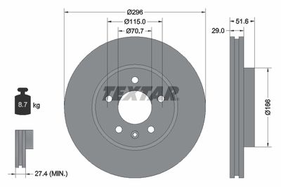 Brake Disc TEXTAR 92165400