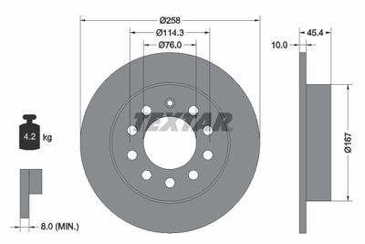 Brake Disc TEXTAR 92166700