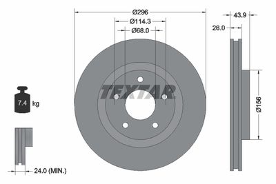 Brake Disc TEXTAR 92167405