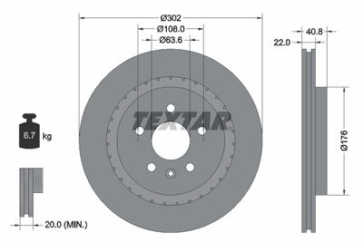 Brake Disc TEXTAR 92168305