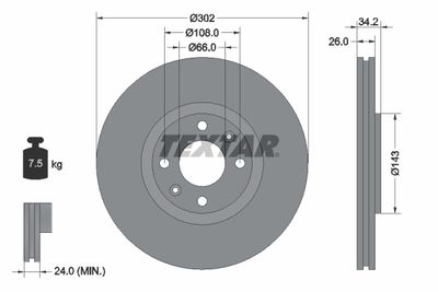 Brake Disc TEXTAR 92168503