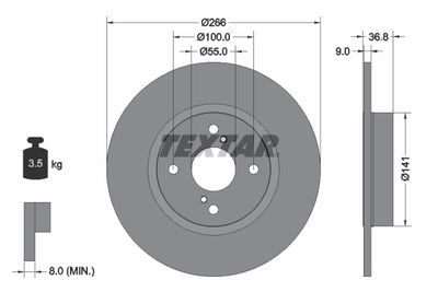 Brake Disc TEXTAR 92169203