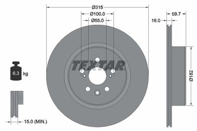 Brake Disc TEXTAR 92169503
