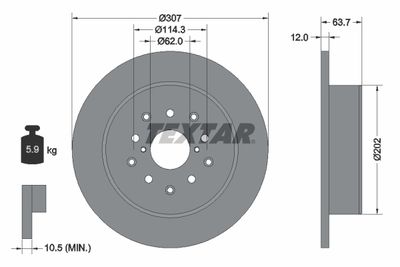 Brake Disc TEXTAR 92170803
