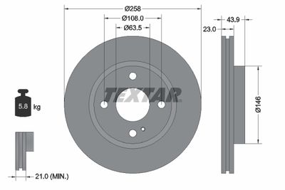 Brake Disc TEXTAR 92176005