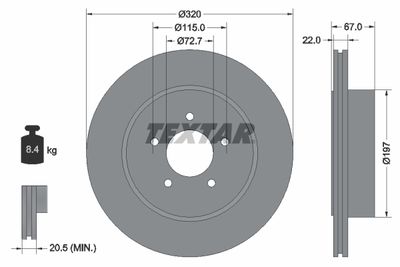 Brake Disc TEXTAR 92177205