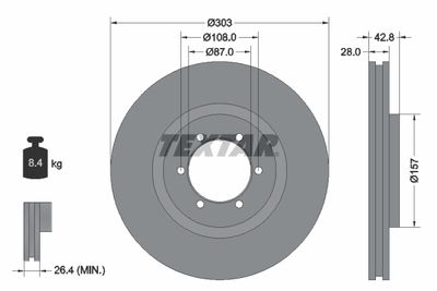 Brake Disc TEXTAR 92180003