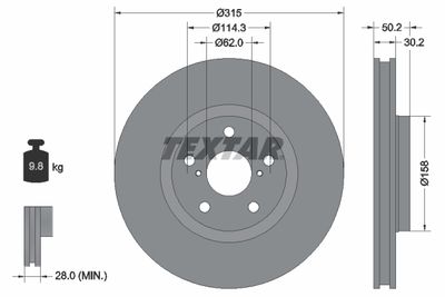Brake Disc TEXTAR 92185603
