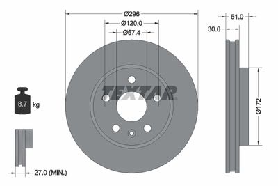 Brake Disc TEXTAR 92186905