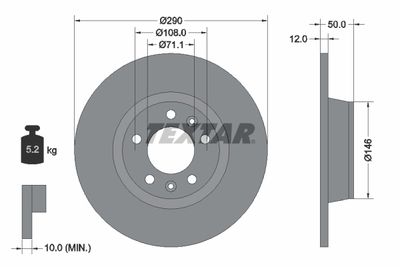 Brake Disc TEXTAR 92195803