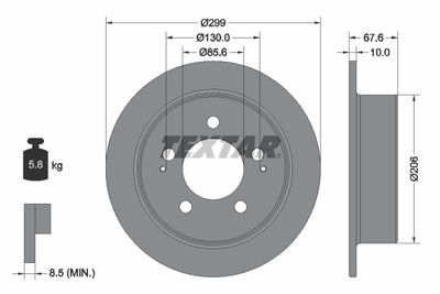 Brake Disc TEXTAR 92198703