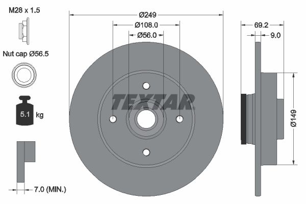 TEXTAR 92202103 Brake Disc