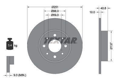 Brake Disc TEXTAR 92202303