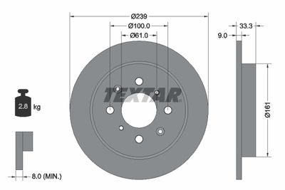 Brake Disc TEXTAR 92204000