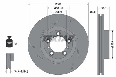 Brake Disc TEXTAR 92213905