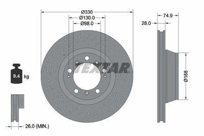 Brake Disc TEXTAR 92218905