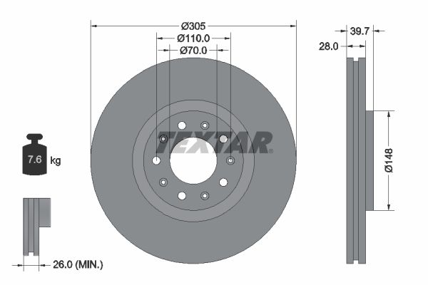 TEXTAR 92220803 Brake Disc