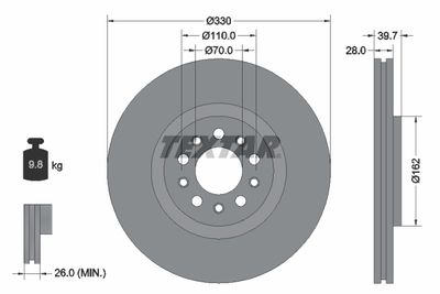 Brake Disc TEXTAR 92220903