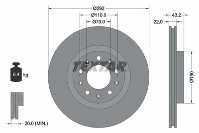 Brake Disc TEXTAR 92221103