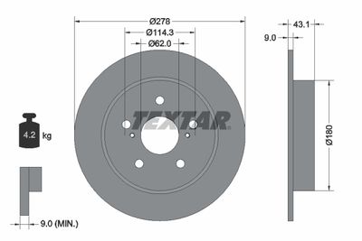 Brake Disc TEXTAR 92222300
