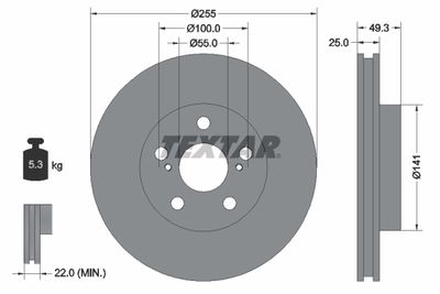 Brake Disc TEXTAR 92225003
