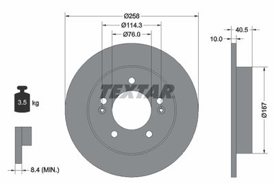 Brake Disc TEXTAR 92226103