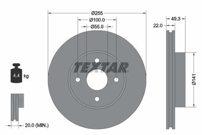Brake Disc TEXTAR 92226300